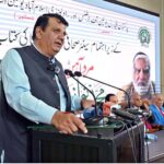 Federal Minister for Kashmir and Gilgit Baltistan Affairs, States and Frontier Regions, Engr Amir Muqam addresses the book launching ceremony of ‘Mard e Ahan, Mian Muhammad Nawaz Sharif’ written by senior journalist and eminent columnist Muhammad Nawaz Raza at Information Service Academy