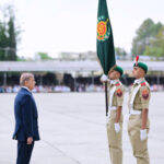Prime Minister Muhammad Shehbaz Sharif transferring the flag to the junior company at passing out ceremony of the 151st Long Course at PMA Kakul