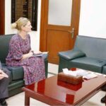 Minister for Petroleum Ali Pervaiz Malik, in a meeting with Ms. Joe Moir, Development Director of the British High Commission.