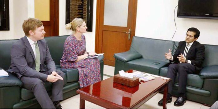 Minister for Petroleum Ali Pervaiz Malik, in a meeting with Ms. Joe Moir, Development Director of the British High Commission.
