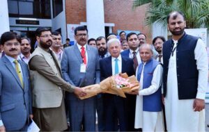 Federal Minister for National Food Security and Research, Rana Tanveer Hussain addressing the Inaugural ceremony of International Conference on Poultry Health Management at PMAS-Arid Agriculture University.