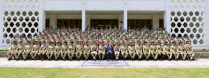 Prime Minister Muhammad Shehbaz Sharif, Chief of Army Staff General Syed Asim Munir (NIM) and officers of PMA Kakul in a group photo with the graduating officers of 151st Long Course at PMA Kakul
