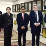 Speaker National Assembly Sardar Ayaz Sadiq in a group photo with EU Parliamentary delegation led by Mr. Serban Dimitrie Sturdza (ECR Romania) Chair of the Delegation for Relations with Countries of South Asia at Parliament House