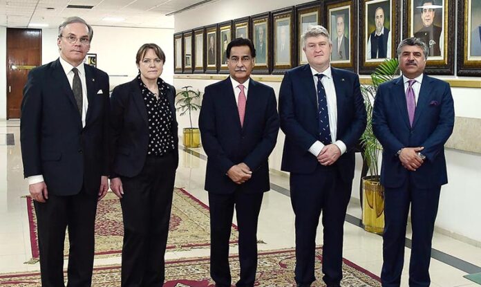Speaker National Assembly Sardar Ayaz Sadiq in a group photo with EU Parliamentary delegation led by Mr. Serban Dimitrie Sturdza (ECR Romania) Chair of the Delegation for Relations with Countries of South Asia at Parliament House