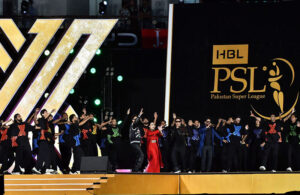 A view of fireworks illuminating the stadium during the grand opening ceremony of Pakistan Super League (PSL) Season 10, marking the beginning of the much-anticipated cricket tournament with vibrant fanfare and celebration