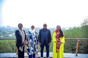 Rwandan Foreign Minister Olivier Nduhungirehe, accompanied by his delegation, visits Faisal Mosque. Pakistan-based Rwandan High Commissioner Ms Fatou Harerimana and senior officials of the Ministry of Foreign Affairs are also present.