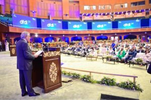 Deputy Prime Minister and Foreign Minister, Senator Mohammad Ishaq Dar, delivering remarks as Chief Guest, at the Digital Foreign Direct Investment Forum (DFDI)