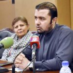 Advisor to Finance Minister Khurram Schehzad addresses the inaugural session on 'Sovereign Domestic Green Sukuk' at Pakistan Stock Exchange