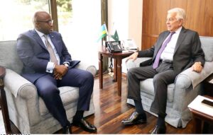 H.E Olivier J.P. Nduhungirehe, Ambassador of Rwanda called on Minister for Defence, Khawaja Muhammad Asif.