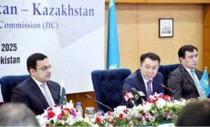 Ahad Cheema, Minister for Economic Affairs witnessing the signing of MoU between Ministry of Information and Kazakhstan’s Ministry of Culture and Information