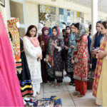 Students visiting a stalls during Institute of Home Sciences staged projects exhibition at University of Agriculture Faisalabad (UAF)