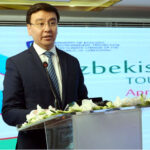 H.E. Umid Shadiev Chirman of the Tourism Committee of Uzbekistan Addressing during the "Uzbekistan Tourism Roadshow-2025" at a local hotel