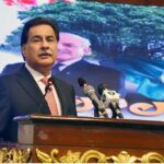 Speaker National Assembly Sardar Ayaz Sadiq addressing the participants of the First Annual Overseas Pakistanis Convention 2025 at Jinnah Convention Center