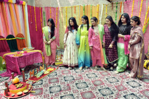 Students visiting a stalls during Institute of Home Sciences staged projects exhibition at University of Agriculture Faisalabad (UAF)