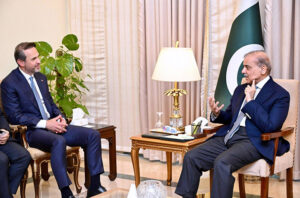 Prime Minister Muhammad Shehbaz Sharif meeting with Mr. Alparslan Bayraktar, Minister for Energy and Natural Resources of the Republic of Turkiye.