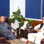 Federal Minister for Maritime Affairs, Junaid Anwar Chaudhry talking to Minister of State for National Food Security & Research, Malik Rasheed Ahmed Khan . APP/TZD/ABB ISLAMABAD: April 09 - A delegation comprising of World Bank and IFC officials calls on Bilal Azhar Kayani, Minister of State for Railways