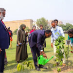 Ambassador of Somalia to Pakistan His Excellency Sheikh Noor Mohammed Hassan is planting a sapling during his visit to The University of Faisalabad (TUF)