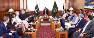 Speaker National Assembly Sardar Ayaz Sadiq in a meeting with EU Parliamentary delegation led by Mr. Serban Dimitrie Sturdza (ECR Romania) Chair of the Delegation for Relations with Countries of South Asia at Parliament House