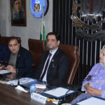 President Faisalabad Chamber of Commerce & Industry (FCCI) Mr. Rehan Naseem Bharara is addressing the trade and investment officers during a meeting at FCCI Complex