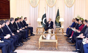 Prime Minister Muhammad Shehbaz Sharif meeting with Mr. Alparslan Bayraktar, Minister for Energy and Natural Resources of the Republic of Turkiye.