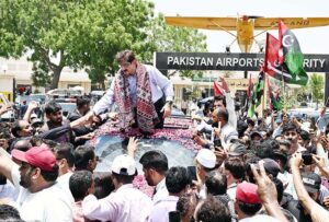 Sindh Chief Minister Syed Murad Ali Shah Sindh Chief Minister Syed Murad Ali Shah addresses a gathering during receives a hero’s welcome at Airport Old Terminal after achieving a landmark *CCI decision