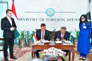 Deputy Prime Minister and Foreign Minister Senator Mohammad Ishaq Dar and Hungarian Minister of Foreign Affairs and Trade Peter Szijjarto sign memorandum of understanding (MoUs) in the fields of Culture (2025-27), Archeology and Cultural Heritage, and mutual visa exemption for holders of Diplomatic Passports