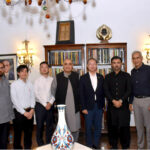 Japanese Ambassador to Pakistan, Akamatsu Shuichi photographed with MNA Ali Musa Gilani and members of the delegation at Gilani House. The meeting emphasized bilateral engagement, trade relations, and the exchange of technology in agriculture