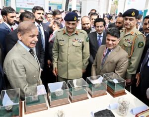 Prime Minister Muhammad Shehbaz Sharif visiting stalls at the exhibition organized during the the Pakistan Minerals Investment Forum 2025
