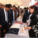 Vice Chancellor University of Sargodha Professor Dr. Qaiser Abbas visiting different stalls after inaugurating Second Annual CEO Forum Future Graduate Skills for Job Market organized by Malik Feroz Khan Noon Business school University of Sargodha