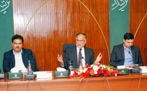 Federal Minister for Planning, Development & Special Initiatives, Ahsan Iqbal chairing a high-level progress review meeting on the China-Pakistan Economic Corridor (CPEC).