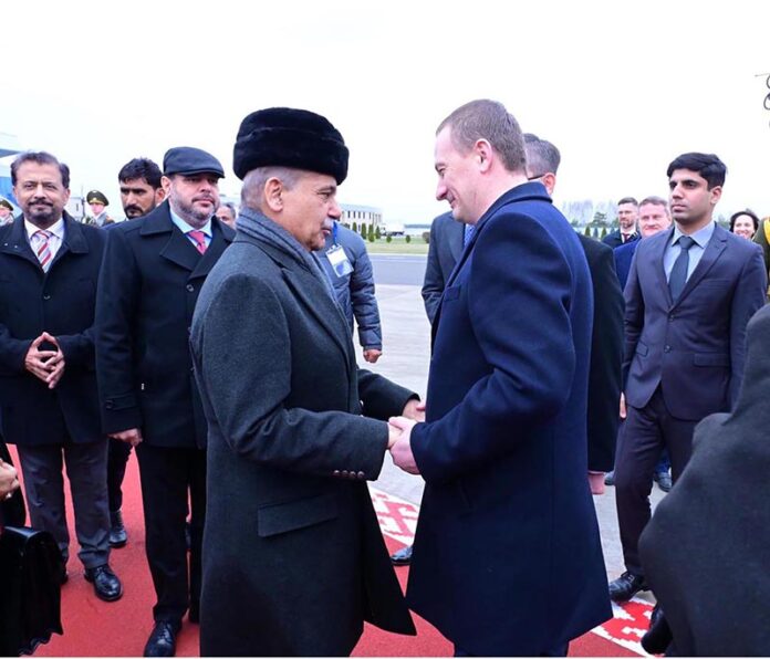 Prime Minister Muhammad Shehbaz Sharif is being seen off by Prime Minister of Belarus H.E. Alexander Turchin at Minsk's International Airport
