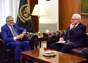 Deputy Foreign Minister of Russia, Sergei Ryabkov calls on Deputy Prime Minister and Foreign Minister, Senator Mohammad Ishaq Dar at Ministry of Foreign Affairs