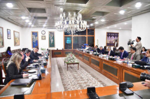 Deputy Prime Minister and Foreign Minister, Senator Mohammad Ishaq Dar leads delegation level talks with the visiting Hungary’s delegation head by Minister of Foreign Affairs and Trade, Peter Szijjarto at Ministry of Foreign Affairs