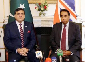 Mohammad Afzaal Bhatti, Managing Director of Overseas Pakistanis Foundation (OPF) and Dr. Mohammad Faisal, High Commissioner of Pakistan to UK addressing a Press Conference in London.
