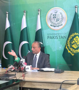 Minister of Climate Change and Environmental Coordination Musadiq Malik addresses press conference