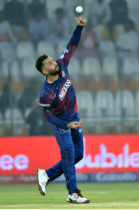 Islamabad United bowler Muhammad Nawaz with teammates celebrate the wicket of Multan Sultans batsman Yasir Khan during the PSL-X T20 cricket match between Multan Sultans and Islamabad United at the Multan Cricket Stadium