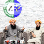 General Secretary JUI Sindh Rashid along with Nasir Mahmood Soomro addressing a press conference at Press Club