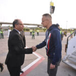 Hungary's Minister of Foreign Affairs and Trade, Peter Szijjarto is receiving at the Islamabad International Airport by Muhammad Ayyub Additional Secretary Europe, Ambassador of Hungary and other senior officials