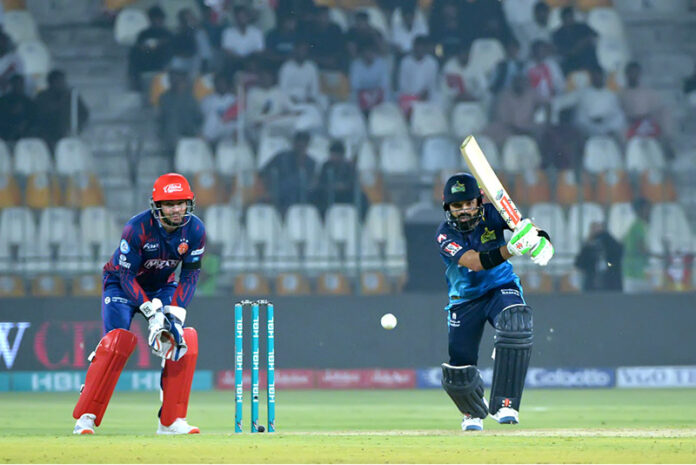 Multan Sultans batter Muhammad Rizwan plays a shot during the PSL-X T20 cricket match between Multan Sultans and Islamabad United at the Multan Cricket Stadium