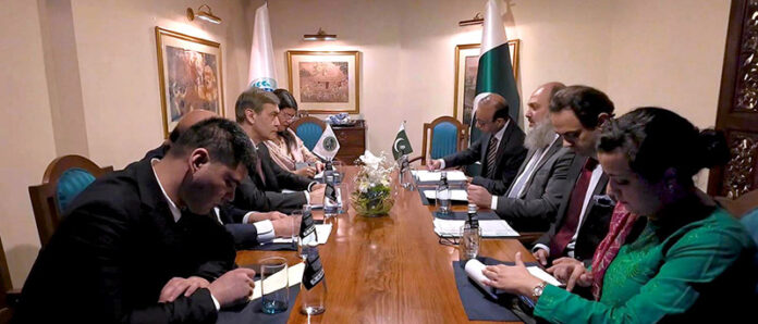 Federal Minister for Commerce Jam Kamal Khan and SCO Secretary General Nurlan Yermekbayev meet at a private hotel. Discuss strengthening regional economic cooperation