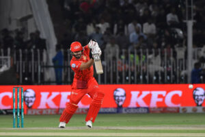 Lahore Qalandars' Shaheen Shah Afridi appealing for LBW of Islamabad United's batter Colin Munro during the Pakistan Super League (PSL) Twenty20 cricket match between Islamabad United and Lahore Qalandars' at the Rawalpindi Cricket Stadium