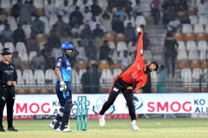 Lahore Qalandars bowler Shaheen Shah Afridi delivers a ball during the PSL-X T20 cricket match between Multan Sultans and Lahore Qalandars at the Multan Cricket Stadium.