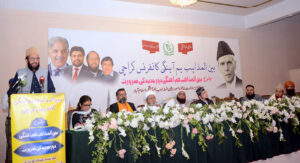 Federal Minister for Religious Affairs and Interfaith Harmony Sardar Mohammad Yousuf is addressing the Inter-Religious Harmony Conference at local hotel