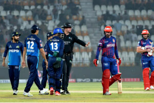 Islamabad United batter Andries Gous plays a shot during the PSL-X T20 cricket match between Multan Sultans and Islamabad United at the Multan Cricket Stadium