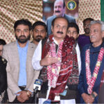 Chairman Prime Minister Youth Program Rana Mashood Ahmed addressing to media at Youth Media Team office in DHA Phase V