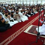 Khateeb of Faisal Masjid offering dua as the nation observed Youm-i-Tashakur on Friday across the country to honour the armed forces and the people for their victory in Operation Bunyan-um-Marsoos against India