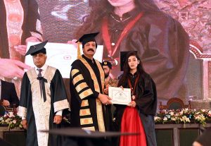 Governor of Punjab, Sardar Saleem Haider Khan addressing during the 24th Convocation of Pir Mehr Ali Shah Arid Agriculture University.