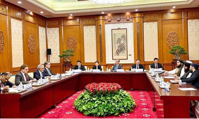 Deputy Prime Minister and Foreign Minister, Senator Mohammad Ishaq Dar, Member of the CPC Political Bureau & Foreign Minister of the People's Republic of China, Wang Yi and Acting Foreign Minister of Afghanistan, Amir Khan Muttaqi held an informal trilateral meeting