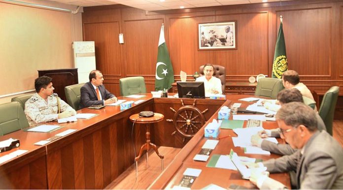 Federal Minister for Maritime Affairs, Muhammad Junaid Anwar Chaudhry chairing a high-level meeting to assess the development of blue economy policy