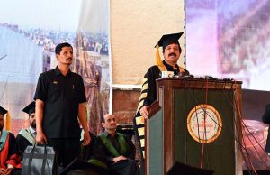 Governor of Punjab, Sardar Saleem Haider Khan addressing during the 24th Convocation of Pir Mehr Ali Shah Arid Agriculture University.